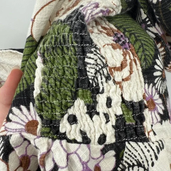 Maje Floral Top Puff Sleeve Sz L Boho Milkmaid Fairy Cottage Loflower Peplum - Picture 11 of 12